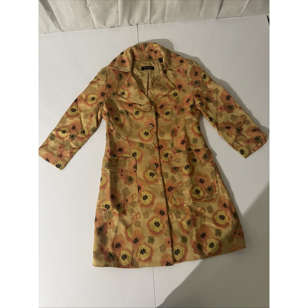 IDEOLOGY WOMEN'S YELLOW MULTI-COLOR GEOMETRIC PRINT LAB JACKET SIZE SMALL